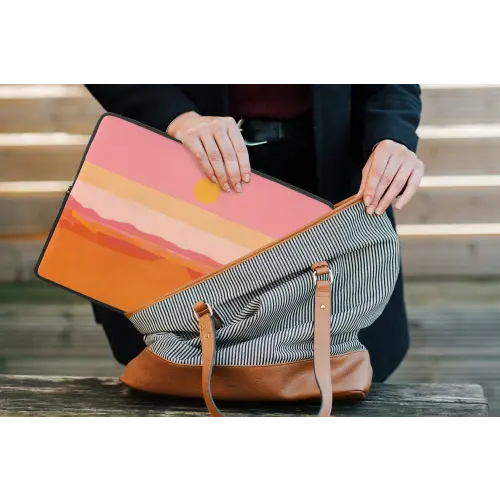 Zon - Abstract - Landschap - Oranje laptophoes neopreen klein -tas