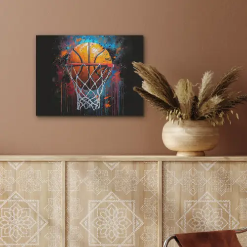 Graffiti - Basketbal - Sport - Zwart - Street art PET vilt klein -sfeer4