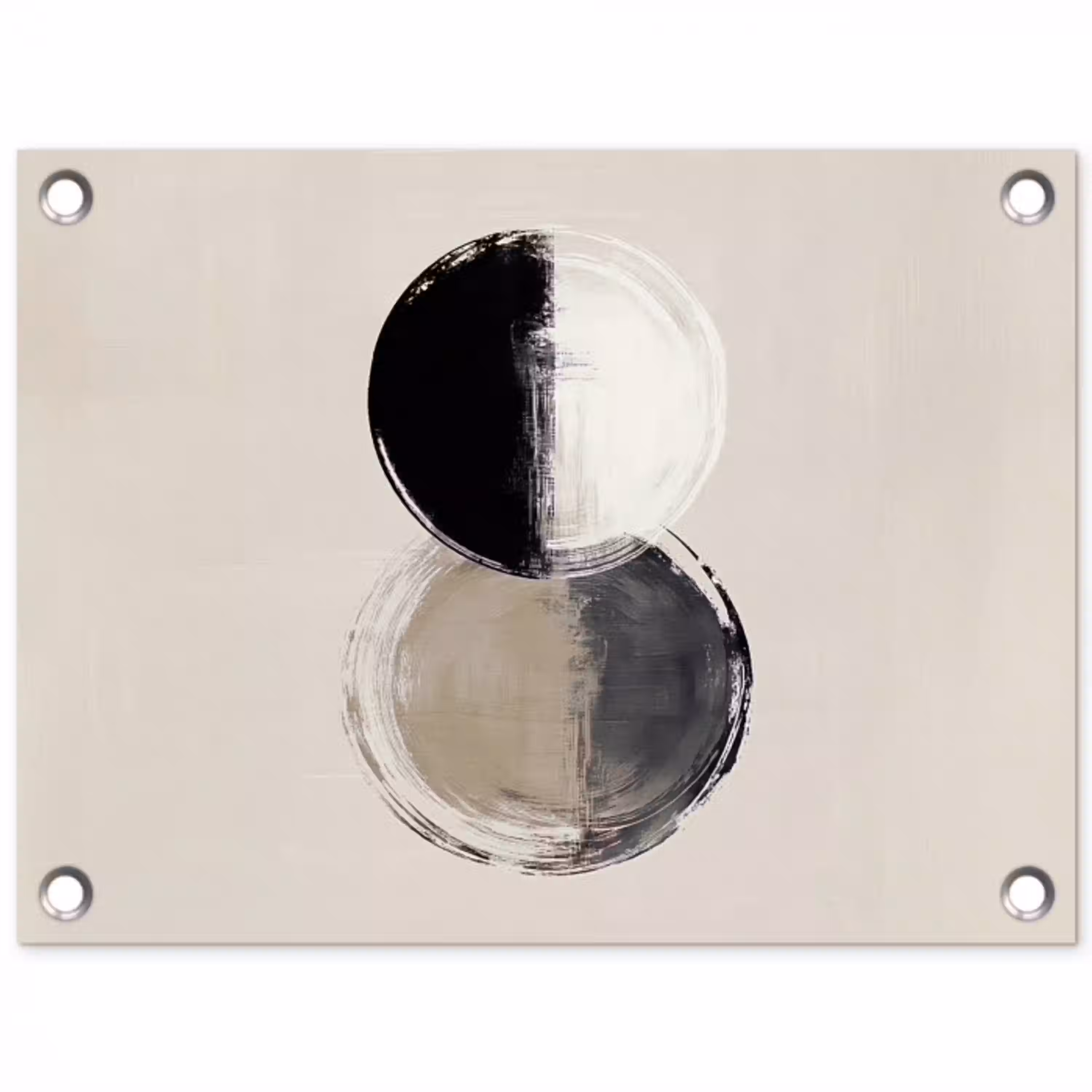 Cirkels - Strepen - Minimalistisch - Zwart tuinposter los doek klein -3d