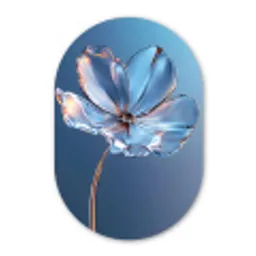 Blauw - Bloem - Glazen - Sierlijk Wandcirkel Ovaal Glas middel -3d