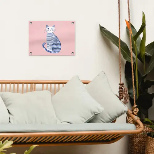 Kat - Illustratie - Minimalistisch - Roze tuinposter los doek klein -sfeer7