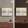 Winter - Bomen - Natuur - Acryl - Kunst Light Box met batterij (Wandlamp) middel -sfeer3