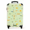 Bouwkranen en timmergereedschap op mintgroene achtergrond NBS - Handbagage koffer - Kinderen Unisex middel -productfoto_recht