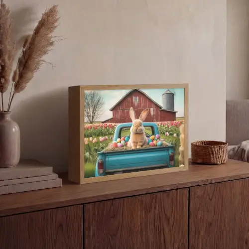 Konijn - Boerderij - Eieren Light Box met batterij (Wandlamp) middel -sfeer2