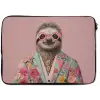 Luiaard - Bloemenprint - Bril - Roze laptophoes neopreen klein -zkaufland3dotto