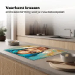 Portret - Vrouw - Schilderij - Blauw - Goud - Expressief Inductie beschermer vinyl 3mm klein -sfeer1