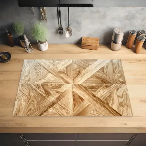 Verschillende Houtnerven in Visgraatpatroon Inductie beschermer vinyl 3mm klein -sfeer5