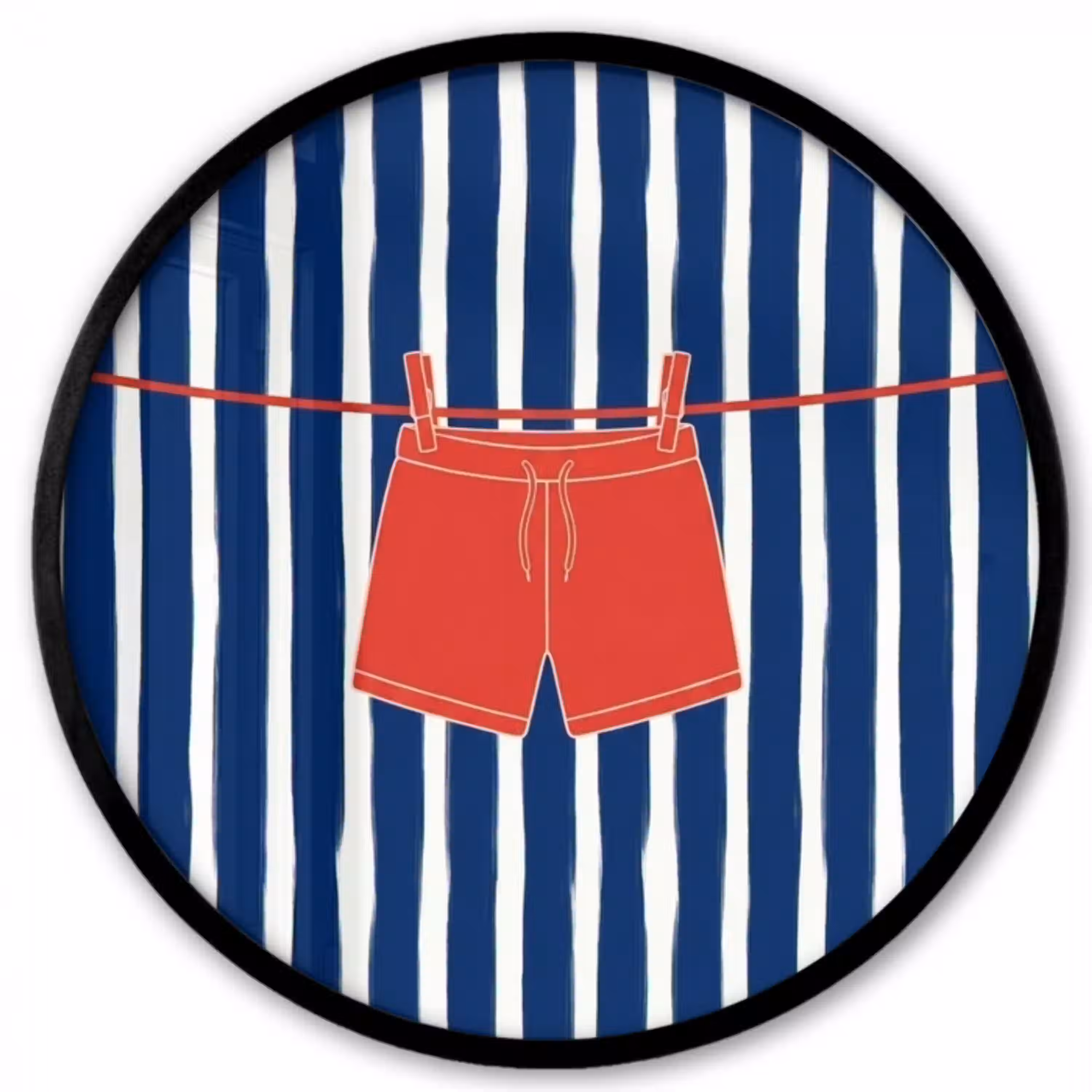 Shorts - Waslijn - Zomer - Illustratie - Rood Fotolijst rond zonder passe partout klein -3d