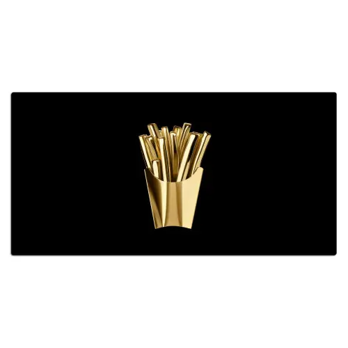 Friet - Goud - Chrome - Eten Muismat XXL klein -3d_leeg