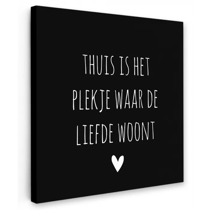 Spreuken - Thuis is het plekje waar de liefde woont - Quotes Tuinposter op houten frame 2 cm dik klein -3d