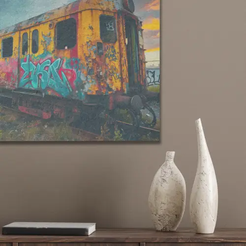 Graffiti - Trein - Street art - Verlaten PET vilt klein -sfeer6_closeup