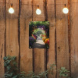 Doorkijk - Pad - Bloemen - Struik - Kleurrijk tuinposter los doek klein -sfeer1