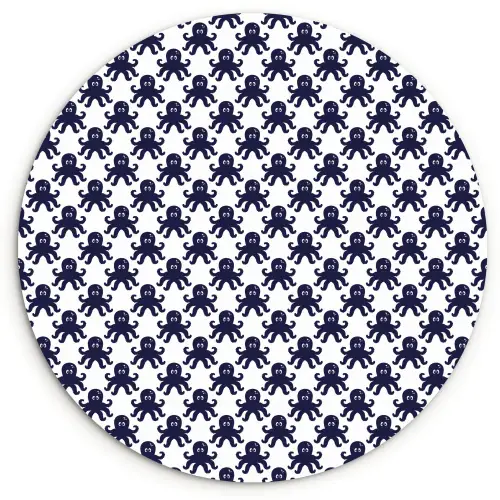 Oceaan - Octo - Blauw - Wit Wandcirkel plexiglas klein 852 -3d