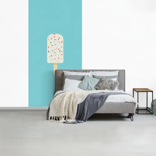 Ijsje - Stokje - Sprinkles - Lichtblauw fotobehang vinyl groot -slaapkamer