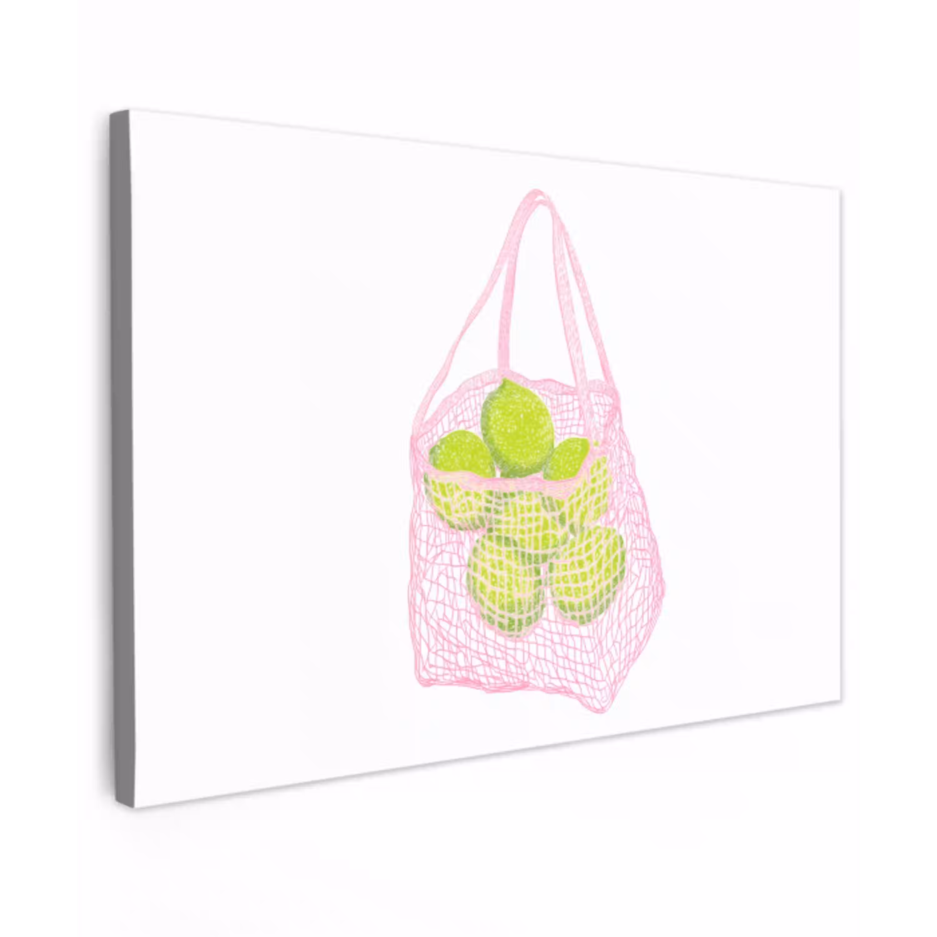 Netzakje - Roze - Illustratie - Limoenen Tuinposter op houten frame 2 cm dik klein -3d