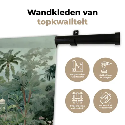 Tropische tuin - Koepelgebouw - Bloemen Wandkleed katoen klein -sfeer2