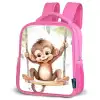 Aap - Dier - Kinderen - Jungle Kinderrugzak - Roze middel -schuin
