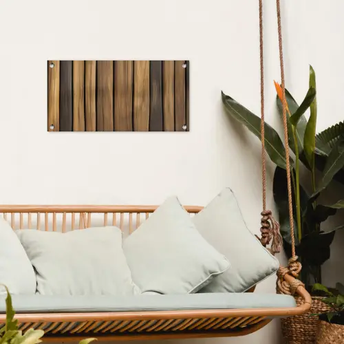Hout - Planken - Natuurtinten tuinposter los doek klein -sfeer7
