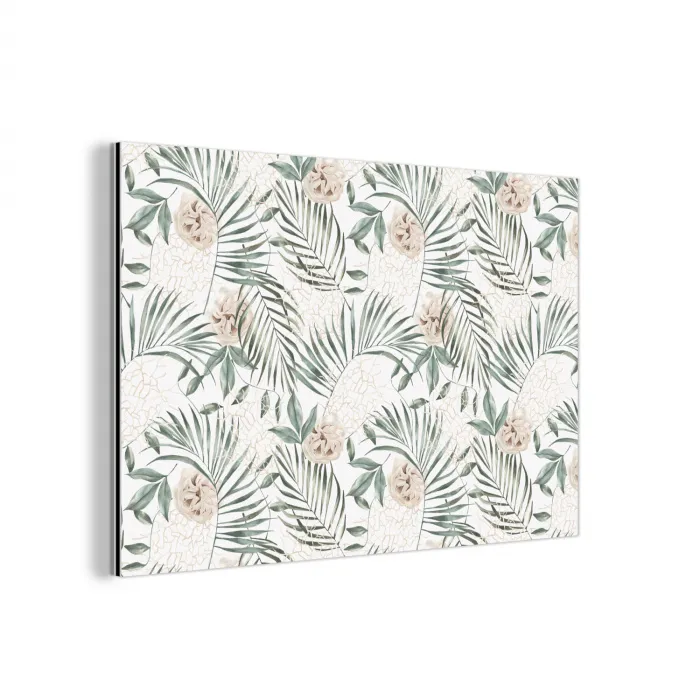 Bohemian - Bloemen - Bladeren - Jungle - Tropical aluminium wit klein -3d