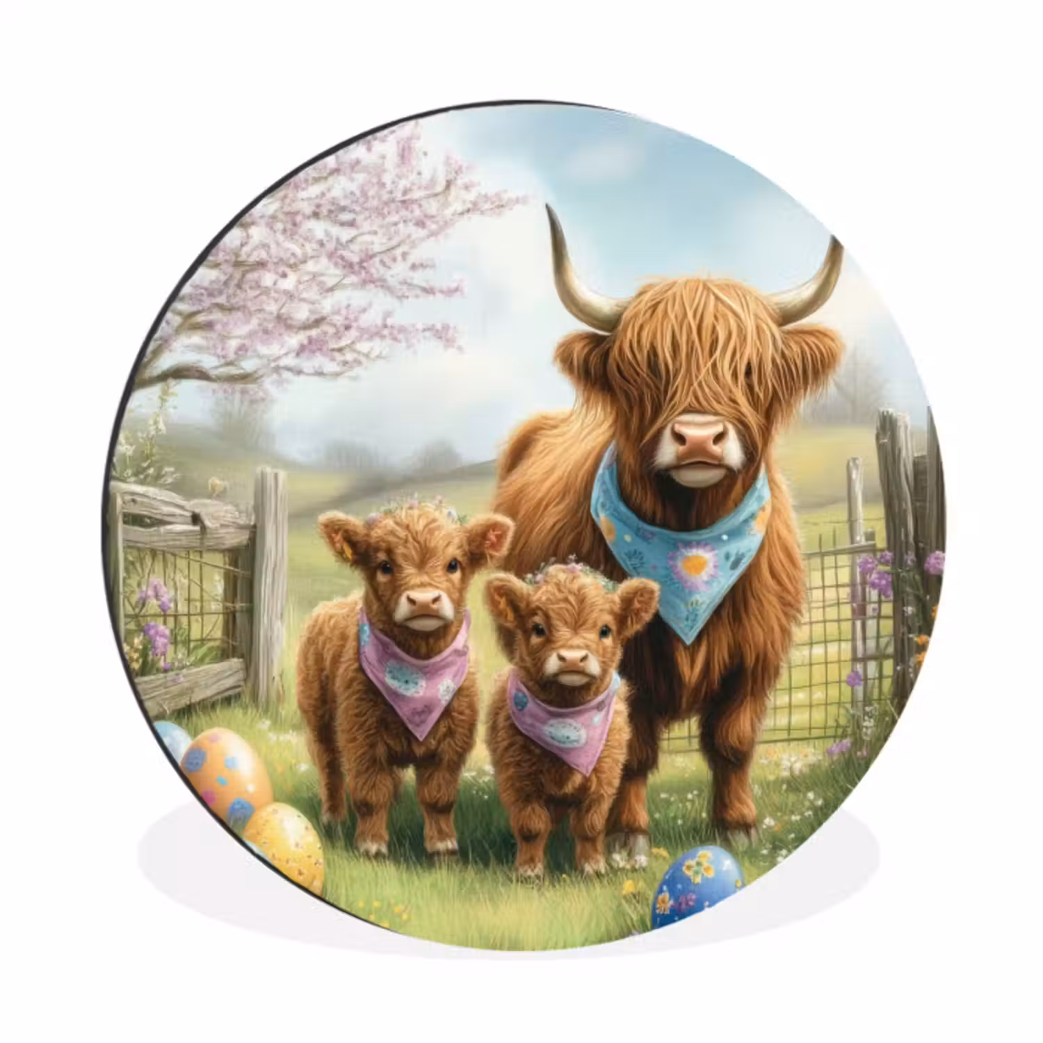 Wandcirkel - aluminium - Schotsehooglanders - Paaseieren - Lente