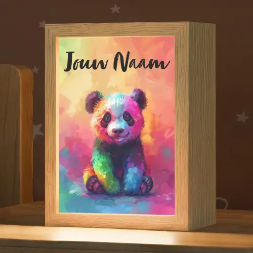 Panda - Dieren - Kleurrijk - Neon Light Box met kabel (Kinderlampje) klein -zzz_3d_website