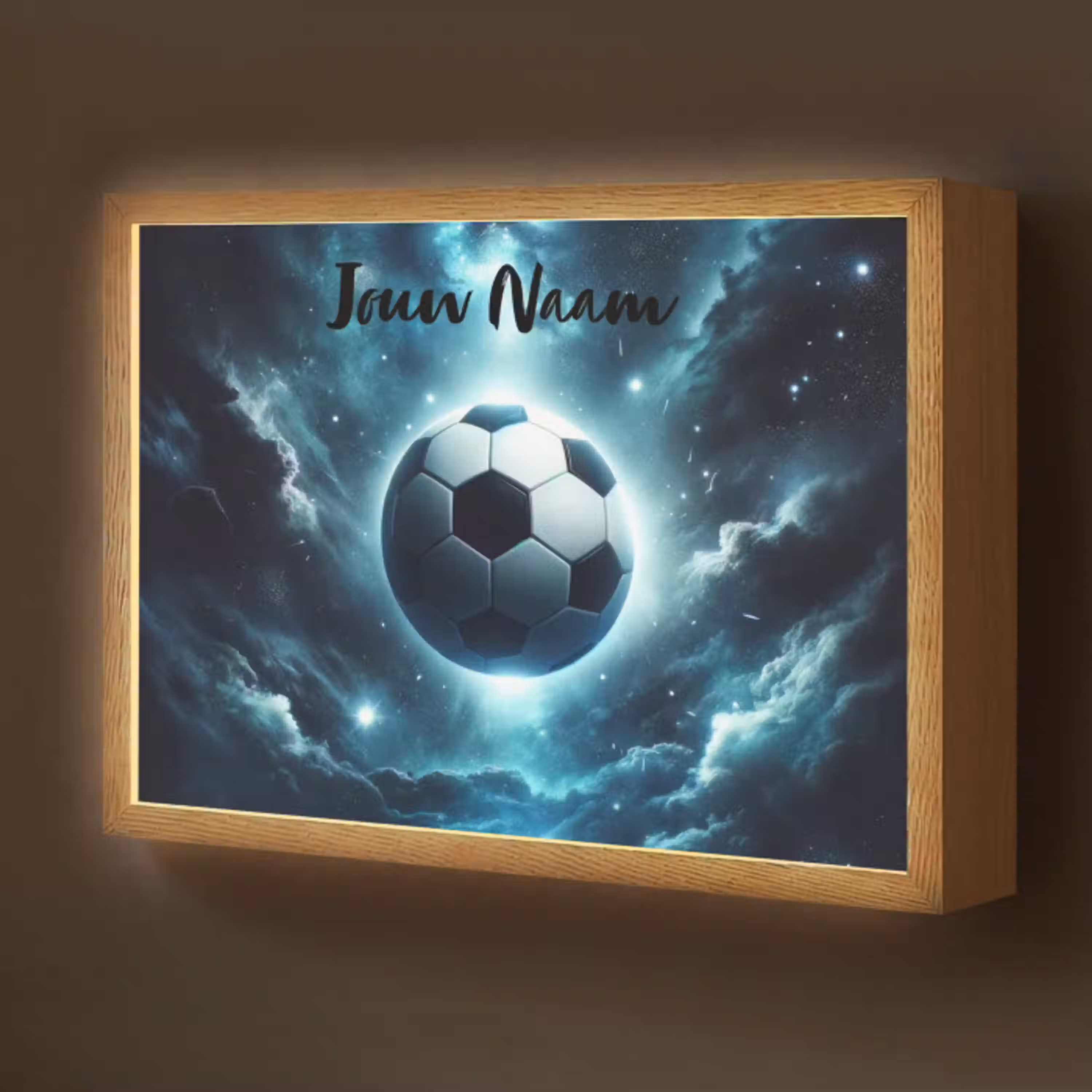 Voetbal - Galaxy - Ruimte - Sport - Blauw Light Box met batterij (Wandlamp kind) middel -z3d_website
