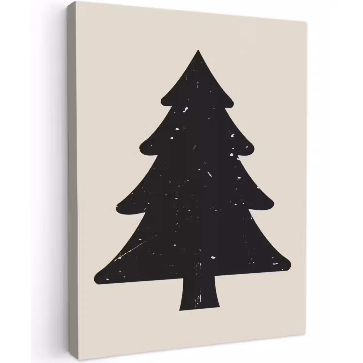Canvas schilderij - Kerstboom - Zwarte kerstboom - Boom - Japandi
