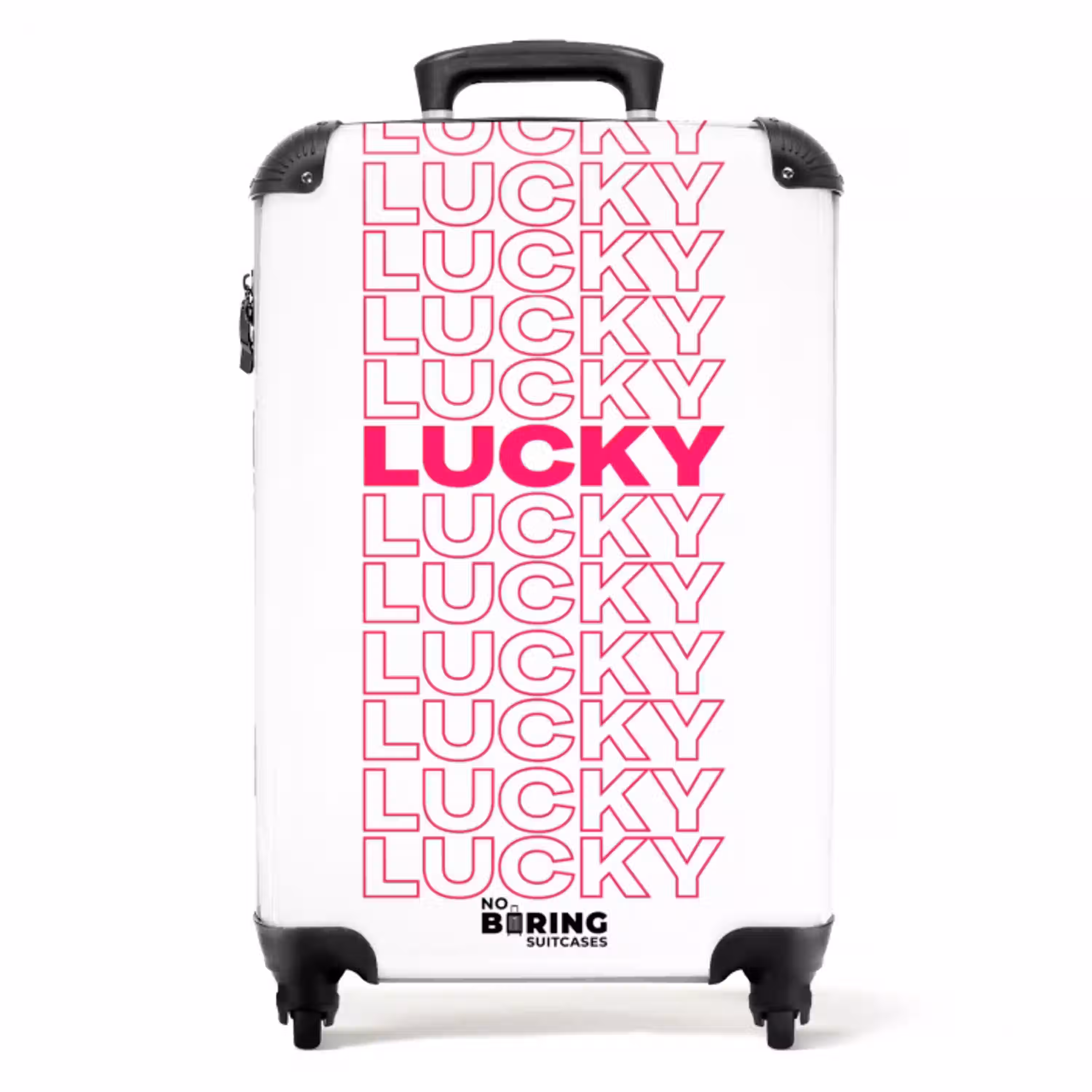 Lucky - Roze - Patroon NBS - Handbagage koffer - Volwassenen Unisex middel -productfoto_recht