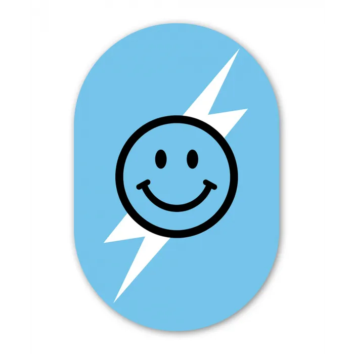 Smiley - Blauw - Bliksem Wandcirkel Ovaal Forex klein -3d