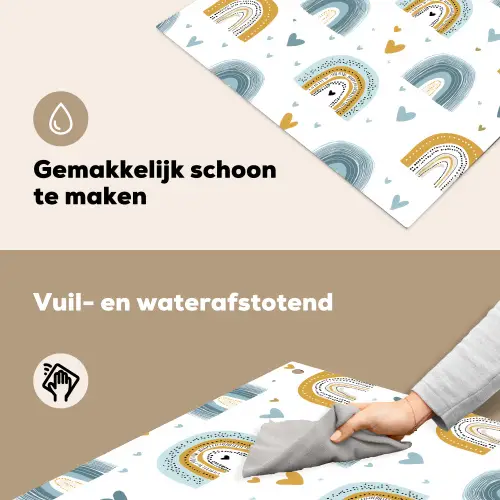 Patroon - Regenboog - Hartjes Inductie beschemer met haakjes middel -ky-schoon-nl