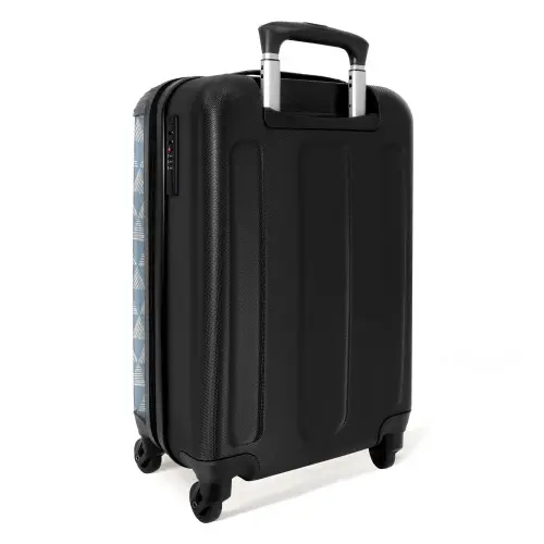 Blauw driehoeken patroon NBS - Handbagage koffer - Kinderen Unisex middel -achterkant
