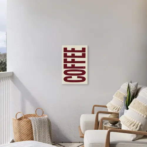 Koffie -Japandi - Rood - Vintage Tuinposter op houten frame 2 cm dik klein -sfeer1
