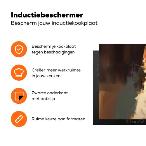 Kat - Geschilderd - Artistiek - Wit Inductie beschermer vinyl 3mm klein -zzzzzzz-td-ups