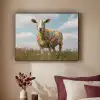 Schaap - Bloemen - Weide Textielframe zwart klein -sfeer1
