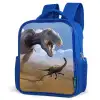 Dino - Wilde dieren - Tekening - Kinderen - Jongens Kinderrugzak - Blauw middel -schuin