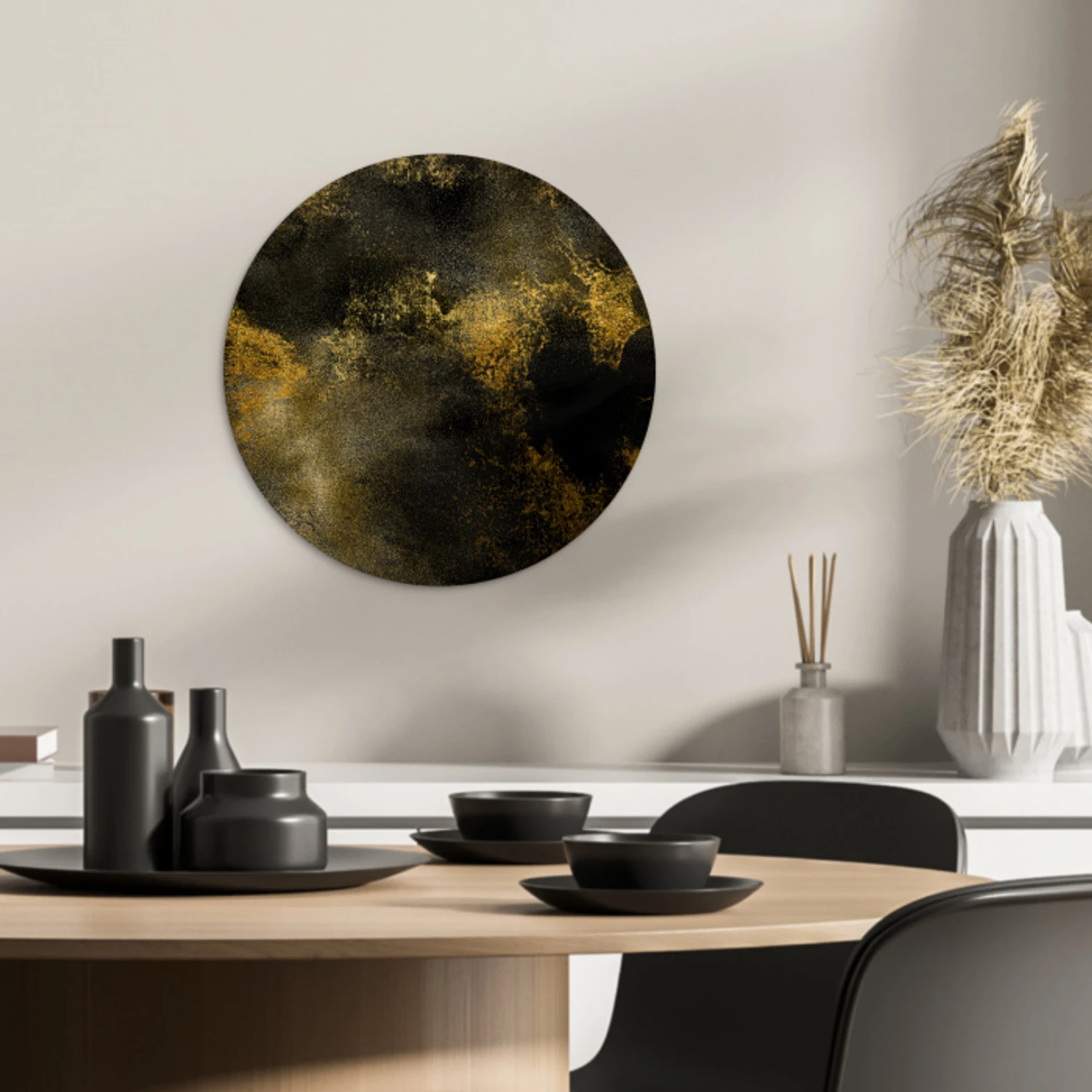 Gouden texturen KitchenYeah - Keuken - Wandcirkel Forex klein -sfeer2