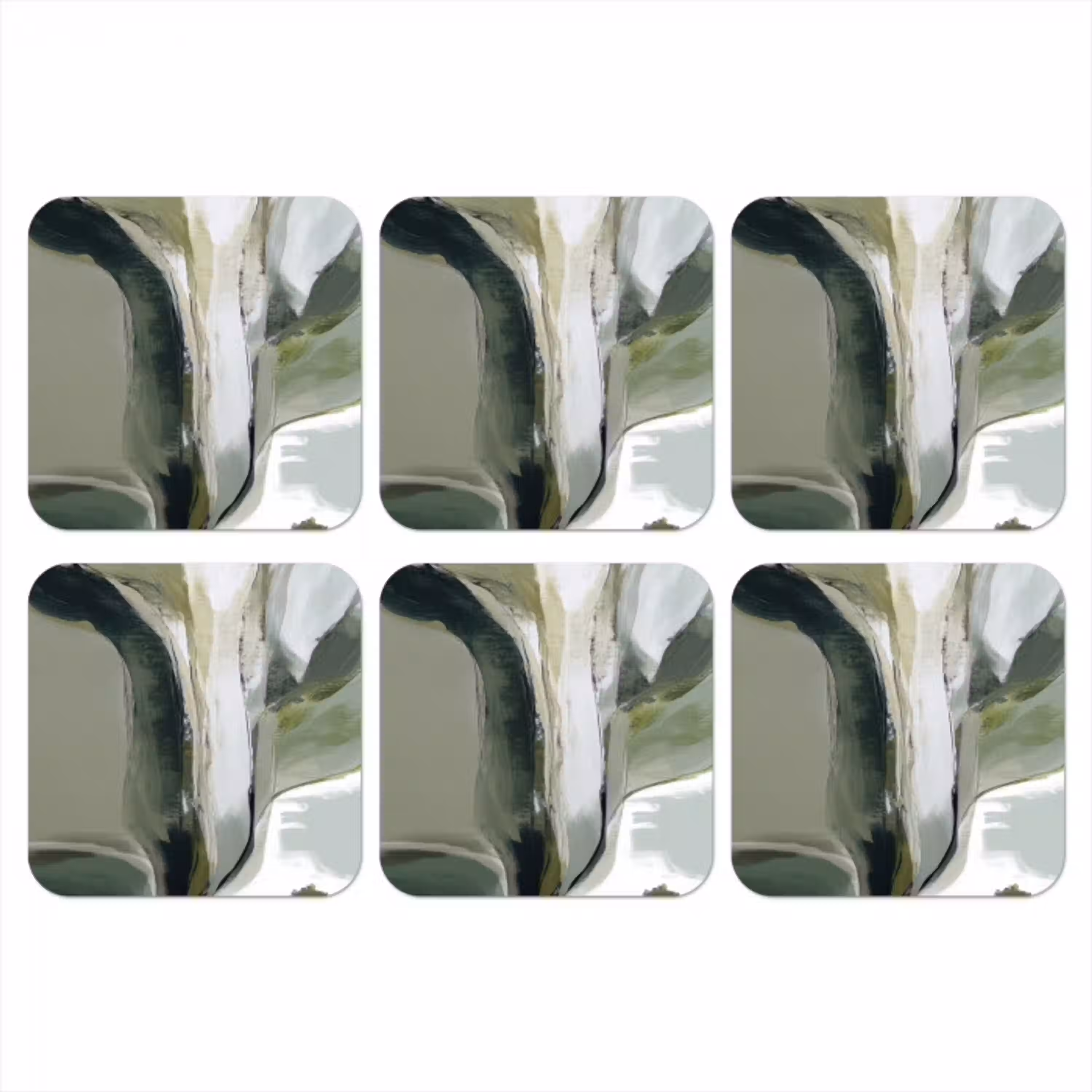 Natuur - Abstract - Groen - Penseelstreken onderzetter kurk middel -3d