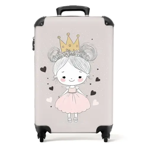 Prinses met knotjes Koffer - NBS - Handbagage middel -productfoto_recht