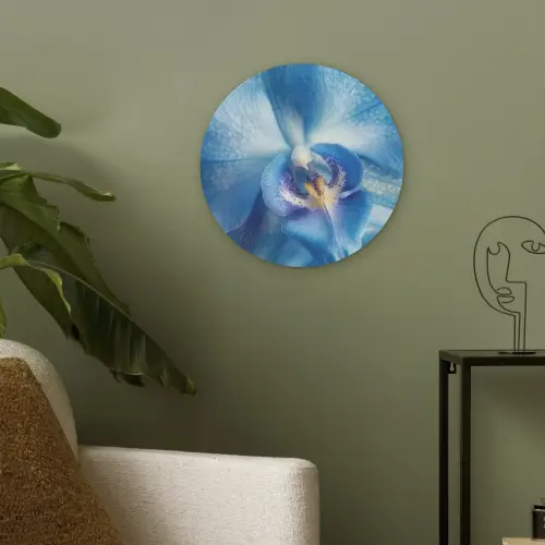 Blauw - Orchidee - Elegeant Akoestische PET Vilt - Rond klein -sfeer2