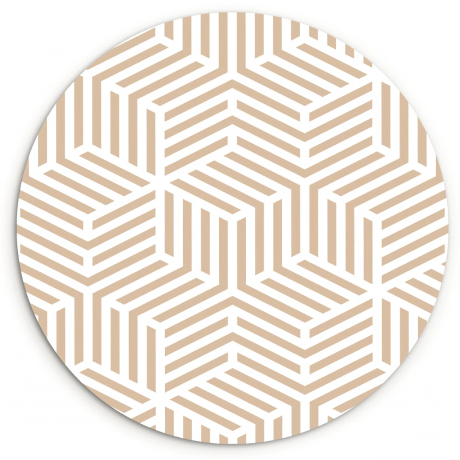 Beige - Geometrie - Patronen - Abstract Wandcirkel kunststof plaat 5mm dik klein 188 -3d