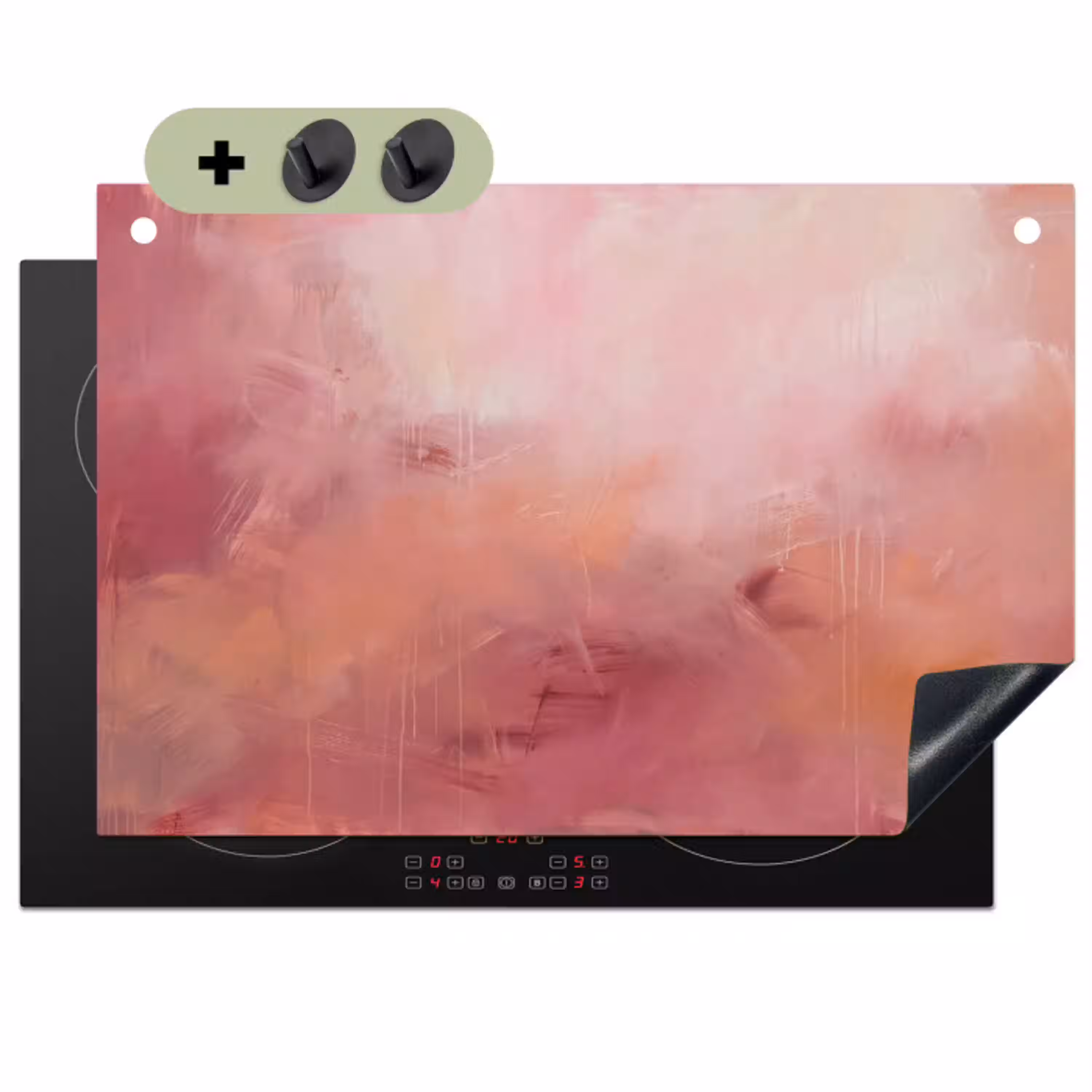 Kunst - Vloeiend - Pastel - Abstract Inductie beschemer met haakjes klein -3d