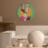 Retro - Vrouw - Stad - Zon Akoestische PET Vilt - Rond klein -sfeer1