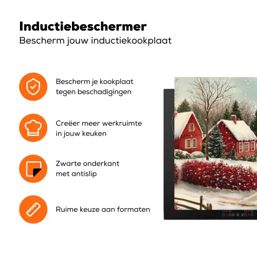 Kerstsfeer - Landelijk - Rood Inductie beschermer vinyl 3mm klein -zzzzzzz-td-ups