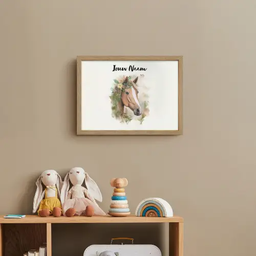 Paard - Bloemen - Natuur - Waterverf - Dieren Light Box met batterij (Wandlamp kind) middel -sfeer2_kind