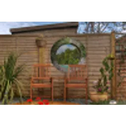 Doorkijk - Palm - Tropisch - Strand - zee Wandcirkel tuinposter met ringen klein -buiten3