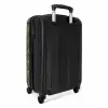 Patronen - Kleine palmbomen op donker olijfgroen NBS - Handbagage koffer - Kinderen Unisex middel -achterkant