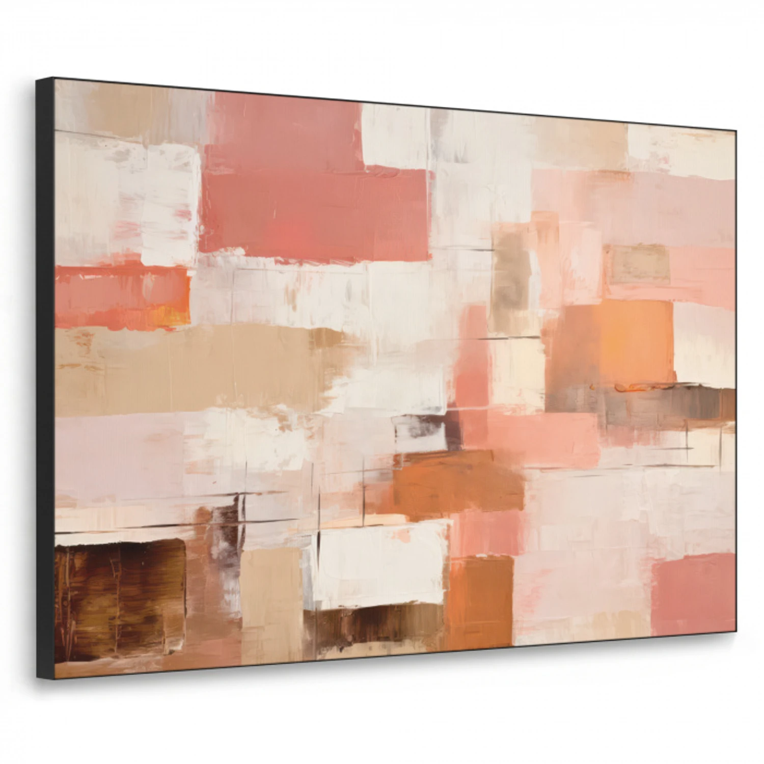 Kunst - Roze - Abstract Textielframe zwart klein -3d