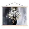 Bloemen - Wit - Vaas - Abstract textielposter latten blank klein -3d