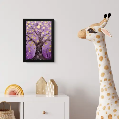 Levensboom - Boom - Paars - Goud - Modern fotolijst zwart zonder passe partout klein -usfeer4_kinderkamer