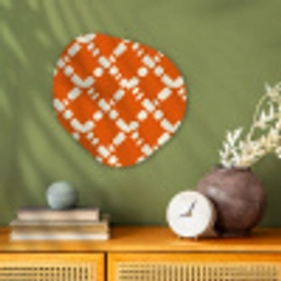 Oranje - Ruitpatroon - Wit Wandcirkel Organisch Forex 3mm klein 629 -sfeer2